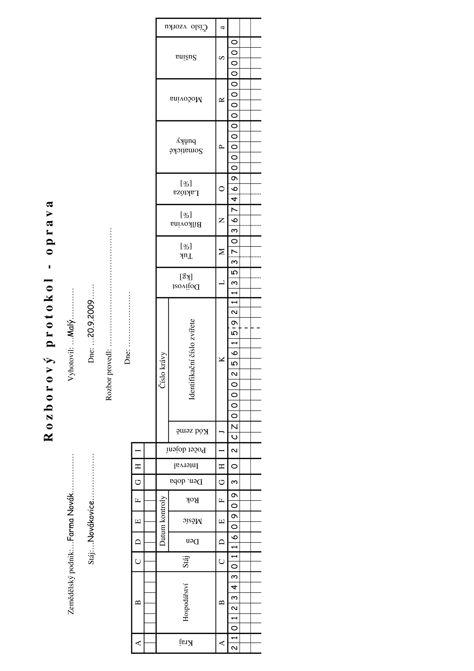 Předtištěná oprava RP