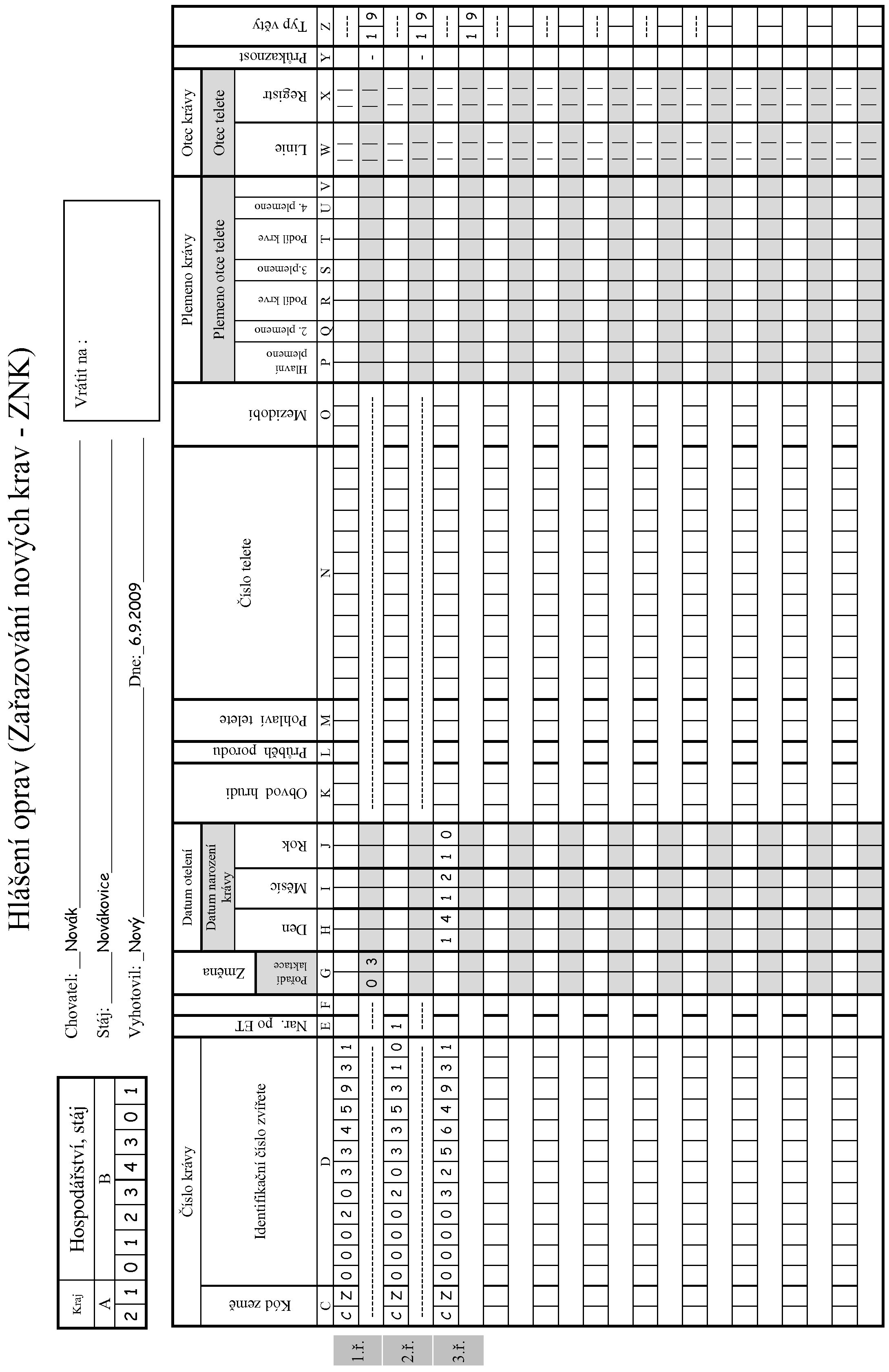 Vzor vyplnění tiskopisu ZNK-HO